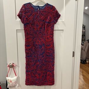 JS Collections Soutache Embroidered Sheath Cocktail Dress